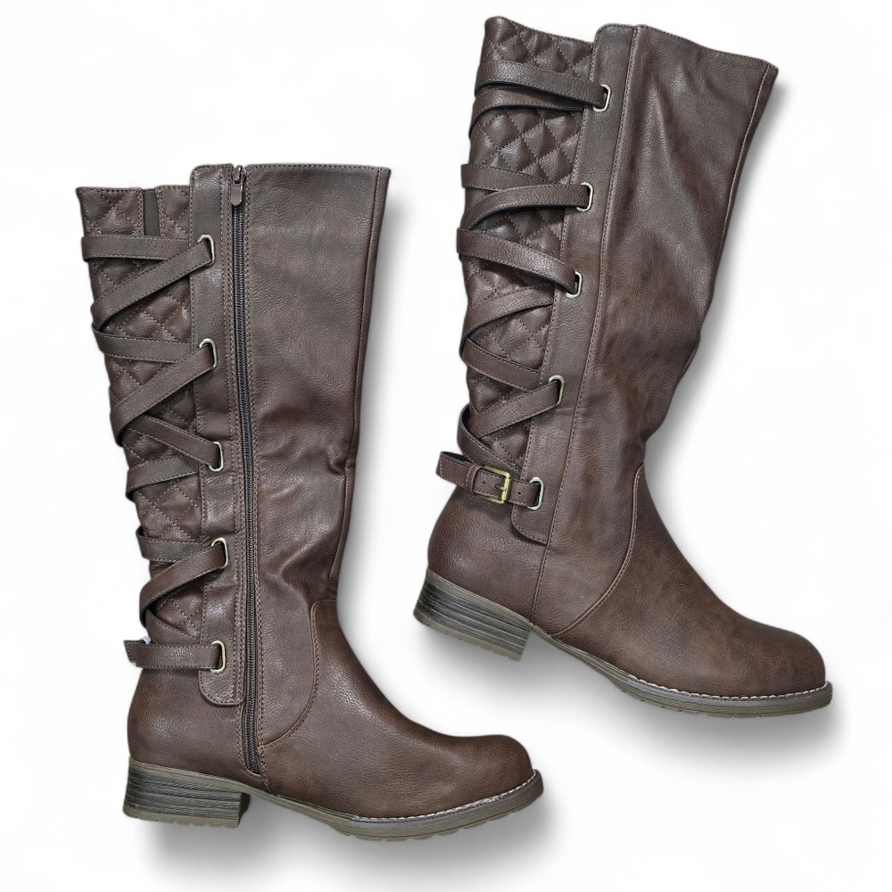 Global Win‎ Women's Strappy Riding Boots Size 11